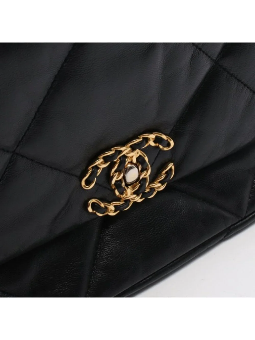 Chanel Shoulder Bag 19 Dizeneuf Quilted 2-Way Black Leather 19 Chain